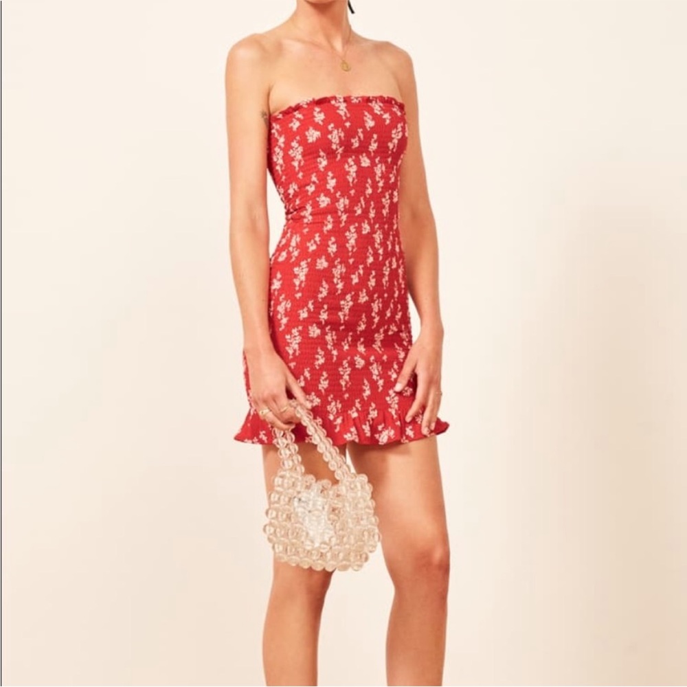 Reformation chantilly red strapless dress